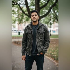 ABERCROMBIE & FITCH Sentinel Men's Military Field Jacket - Navy Blue